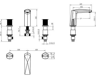 Смеситель для раковины Boheme Venturo 150-BG-TOUCH чёрный/золото