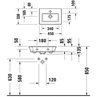 Раковина Duravit White Tulip 0737450041 Белая 45 см