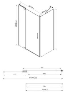 Душевой уголок Vincea Extra VSR-1E111280CL 110/120 x 80 см