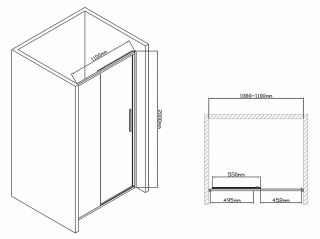 Душевая дверь Vincea Slim-U 110 VDS-2SU110CL профиль Хром стекло прозрачное