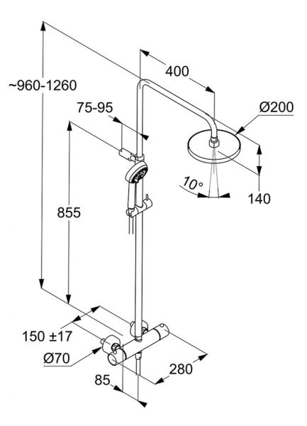 Душевая стойка Kludi Logo Dual shower system с термостатом хром 6809205-00