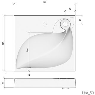 Раковина над стиральной машиной Madera List 60см белый 4627173210546