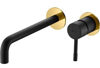 Встраиваемый смеситель для раковины Boheme Uno 465-BG чёрный/золото