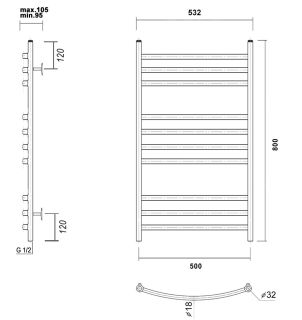 Полотенцесушитель водяной Domoterm Калипсо П10 500x800 золото