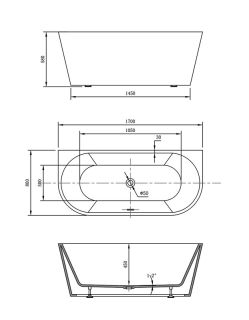 Акриловая ванна Vincea VBT-421-1700 170 x 80 см