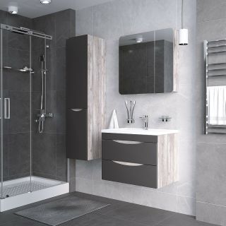 Тумба подвесная под раковину Grossman Талис 107010 70см бетон пайн/серый