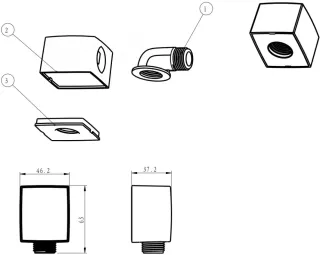 Шланговое подсоединение Aquanet Square AF000-10C 252254 хром