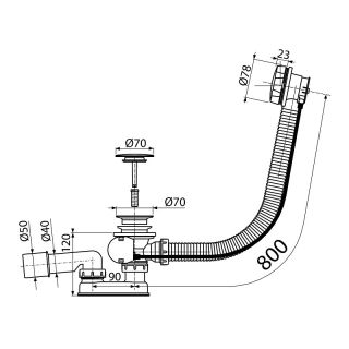 Слив-перелив для ванны Koller Pool B70CPMA80