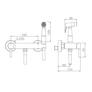 Гигиенический душ со смесителем Raglo R20.51.09 графит