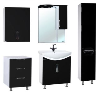 Зеркало-шкаф с подсветкой Bellezza Лагуна 65см правый чёрный 00000001101