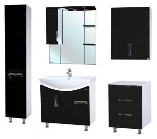 Зеркало-шкаф с подсветкой Bellezza Лагуна 75см левый чёрный 00000001112