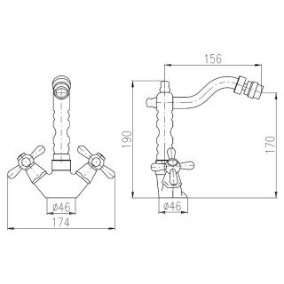 Смеситель для биде Rav Slezak Morava MK420.5/9SM бронза