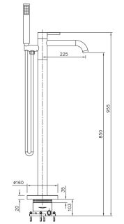 Напольный смеситель для ванны Raiber Graceful RPG-010 золото матовое