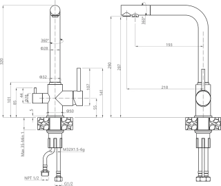 Смеситель для кухни GranFest 3611 графит