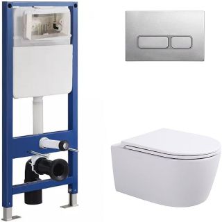 Сет Sintesi SIN-CCI-SMP-101,SIN-FB-BSC-503,SIN-TS-DNT-191: инсталляция кнопка смыва хром унитаз Dante белый крышка-сиденье белая