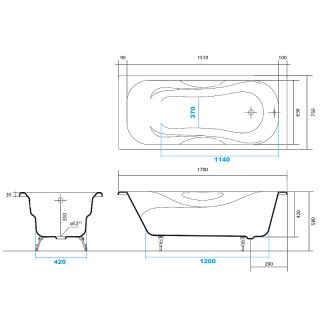 Чугунная ванна Aquatek Гамма 170x75 AQ8070F-00 без антискользящего покрытия