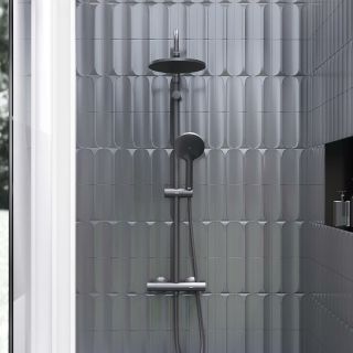 Душевая стойка Damixa Jupiter 977800300 с термостатом Черная матовая