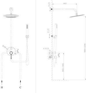 Душевая система скрытого монтажа Raiber Graceful RPB-005 чёрный матовый