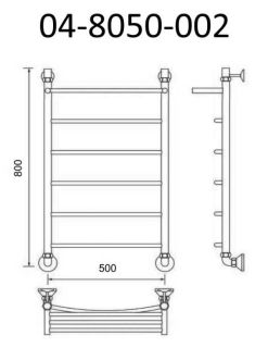 Полотенцесушитель водяной Маргроид В4 Р80*50 с полкой хром 04-8050-002