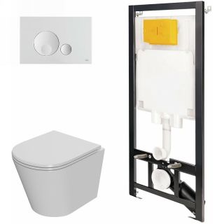 Комплект унитаза с инсталляцией Point Виктория 886914GBO1+PN41061 с сиденьем Микролифт