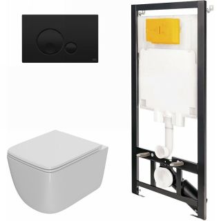 Комплект унитаза с инсталляцией Point Меркурий 886914GBO3+PN41831 с сиденьем Микролифт