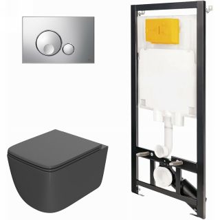 Комплект унитаза с инсталляцией Point Меркурий 886914GBOO+PN41831GM с сиденьем Микролифт