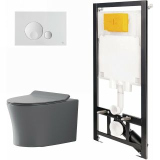 Комплект унитаза с инсталляцией Point Вега 886914GBO1+PN41711GM с сиденьем Микролифт