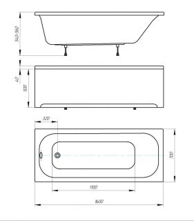 Ванна акриловая Акватек Лугано Lifestyle 160x70 LUG160-0000001