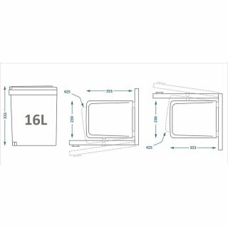 Ведро для мусора Alveus ALBIO 224310 ALBIO навесное прямоугольное серое пластик