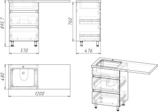 Тумба под раковину для стиральной машины Stella Polar Корделия 60см белый SP-00001040