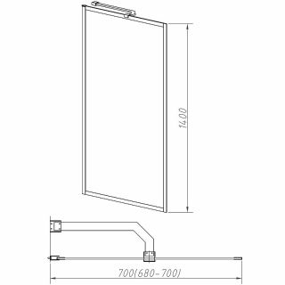 Шторка на ванну Vincea City 70x140 VSB-41700CLB профиль Черный стекло прозрачное