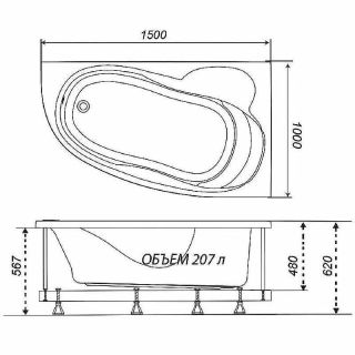 Акриловая ванна Triton Кайли Щ0000048091 150x100 см R белый