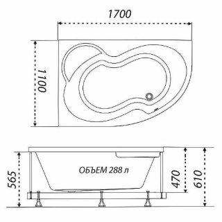 Акриловая ванна Triton Мари Щ0000046124 170x110 см R белый