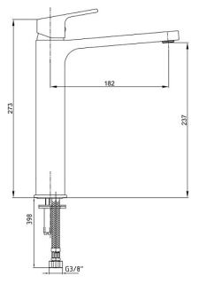 Высокий смеситель для раковины E.C.A. Tiera 103588002EX чёрный/хром