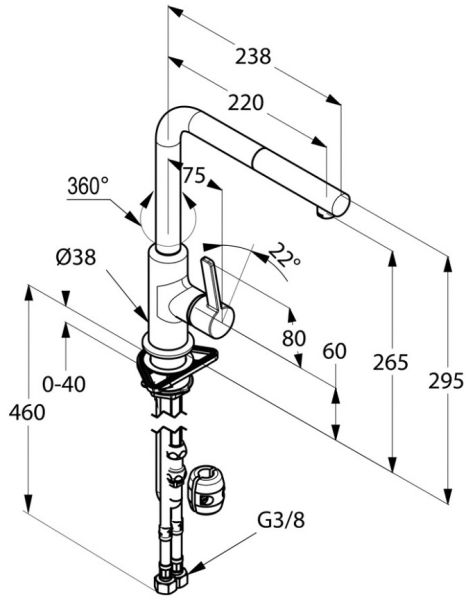 Смеситель для кухни Kludi L-Ine белый/хром 408519375