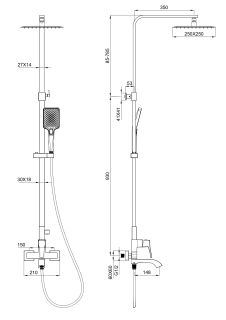 Душевая стойка Wonzon & Woghand Flex WW-88047072-BG брашированное золото