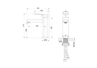 Смеситель для раковины Wonzon & Woghand Frame WW-88139010-BGM тёмный графит