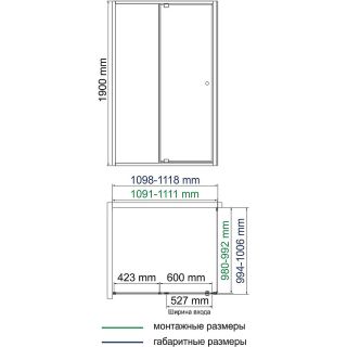 Душевой уголок WasserKRAFT Aula 110х100 11P16 профиль Хром стекло прозрачное