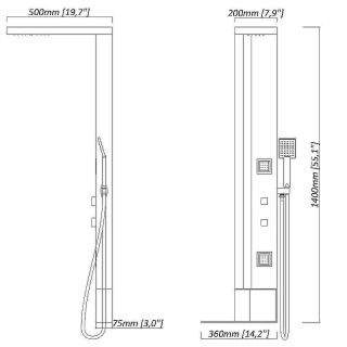 Душевая панель Black&White Gravity 028000 белый матовый/чёрный матовый