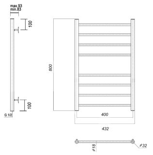 Полотенцесушитель водяной Domoterm Медея П8 400x800 хром