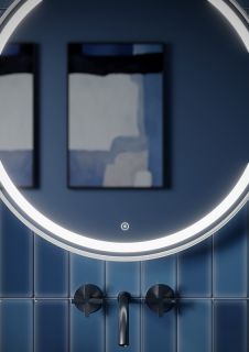 Зеркало с подсветкой Sancos Dames DA650W 65см на кожаном ремне белый