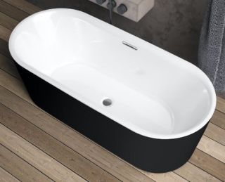 Акриловая ванна Riho Modesty Velvet Fall B090005220 170х76см заполнение через перелив чёрный матовый/белый матовый