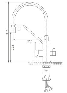 Смеситель для кухни Raglo R85.62.03 с подключением фильтра золотой сатин