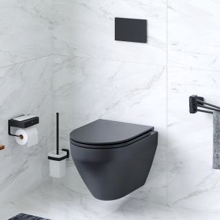 Комплект унитаза с инсталляцией AM.PM Spirit V2.0 FlashClean IS49038.701700MB с сиденьем Микролифт и Черной матовой клавишей смыва