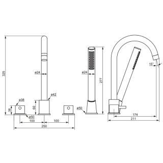 Смеситель на борт ванны Damixa Scandinavian Pure 360400300 Черный матовый