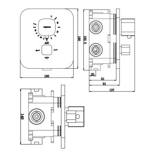 Встраиваемый смеситель Swedbe Platta 9032 термостатический подключение на три выхода хром