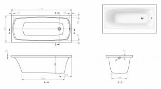 Акриловая ванна Black & White Swan SBA1757 170 x 75 см белая