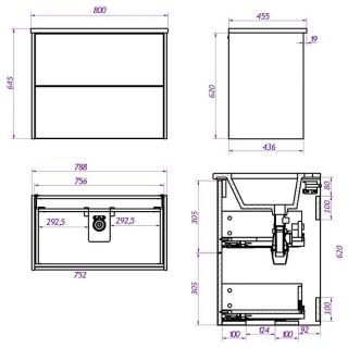 Тумба под раковину La Fenice Tesoro FNC-01-TES-PB-80-2  Белая матовая 80 см