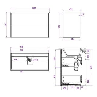 Тумба под раковину La Fenice Tesoro FNC-01-TES-DNN-100-2 Дуб небраска натуральный 100 см