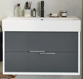 Тумба под раковину Jacob Delafon Vivienne EB1668-J5-J54 100 см белый блестящий/серый матовый